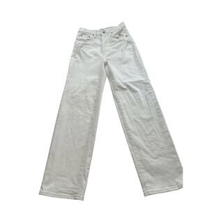 PISTOLA Super High Rise White Straight Leg Button Fly Jeans Distressed Size 24